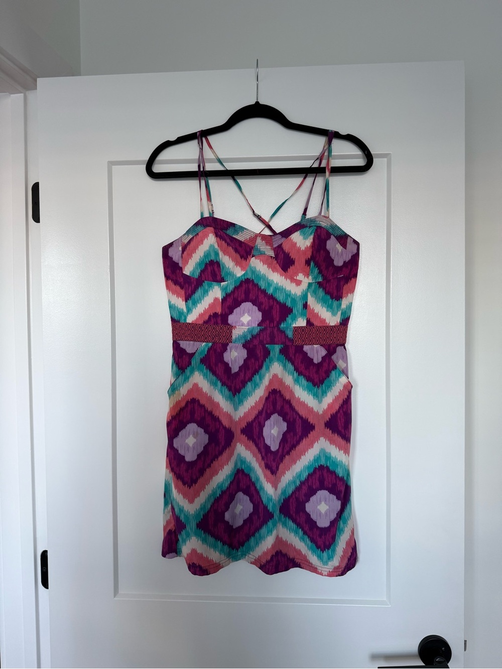 American Eagle Outfitters Purple Teal Pink Patterned Mini Dress